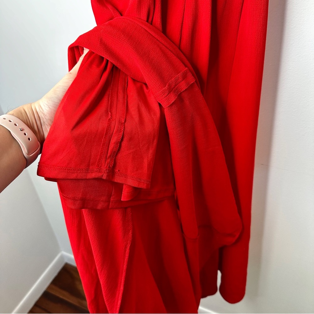 Betsy Johnson Pebble Crepe Midi Dress with Shoulder Ties in
Red Size 2 - Picture 11 of 13